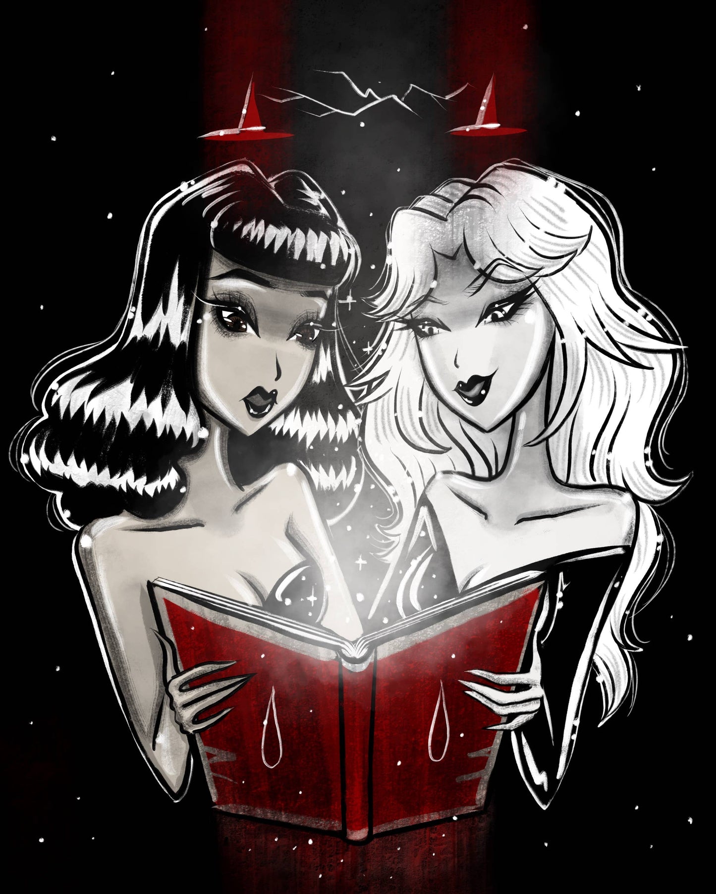 "Double Trouble" Witch Halloween Fine Art Print