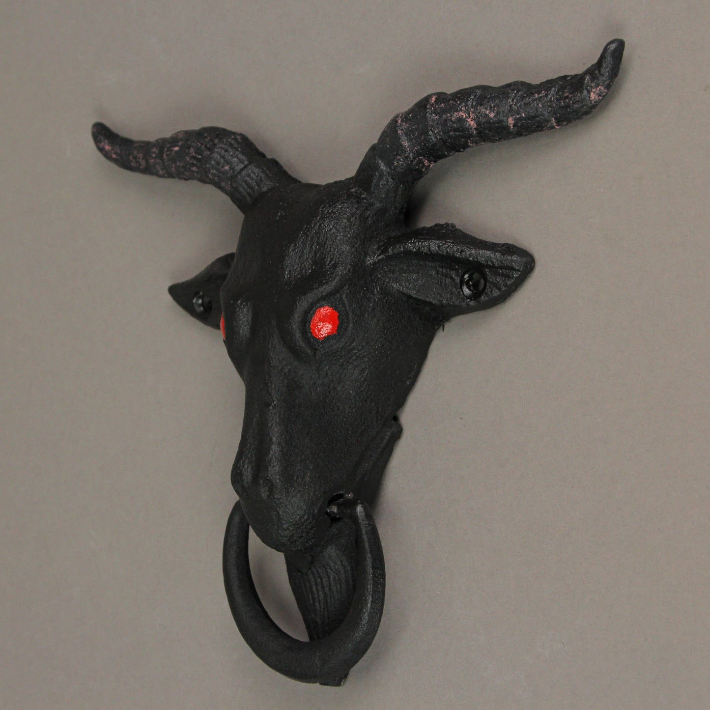 Black Enamel Cast Iron Baphomet Decorative Door Knocker