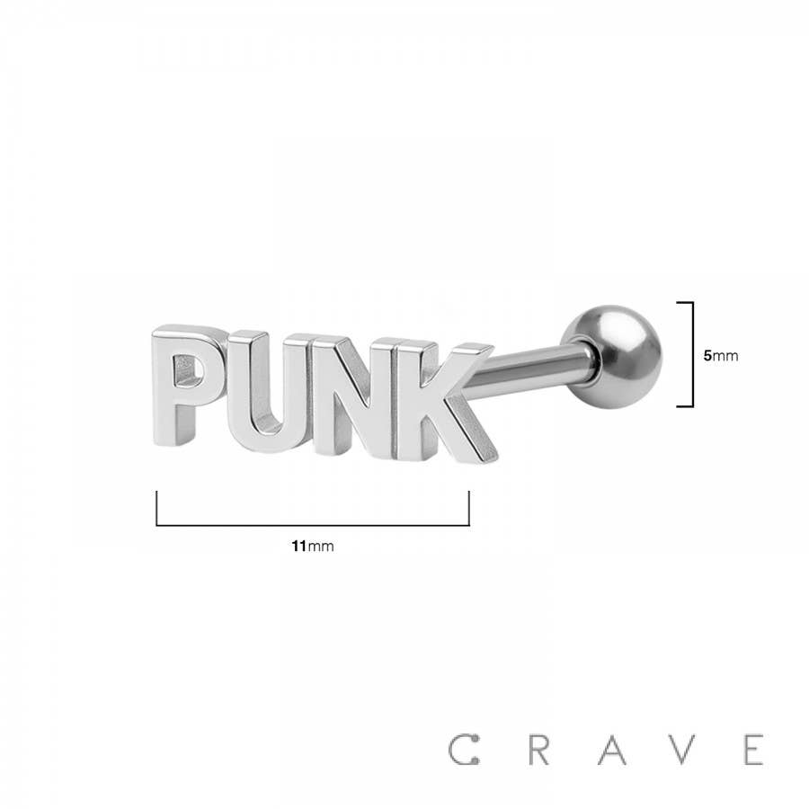 316L SURGICAL STEEL PUNK WORD TONGUE BARBELL