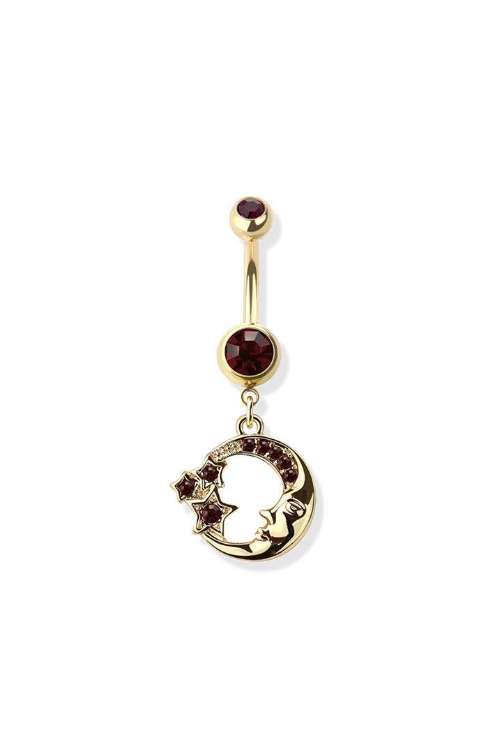 Purple Star & Crescent Moon Dangle Belly Button Ring β 14G