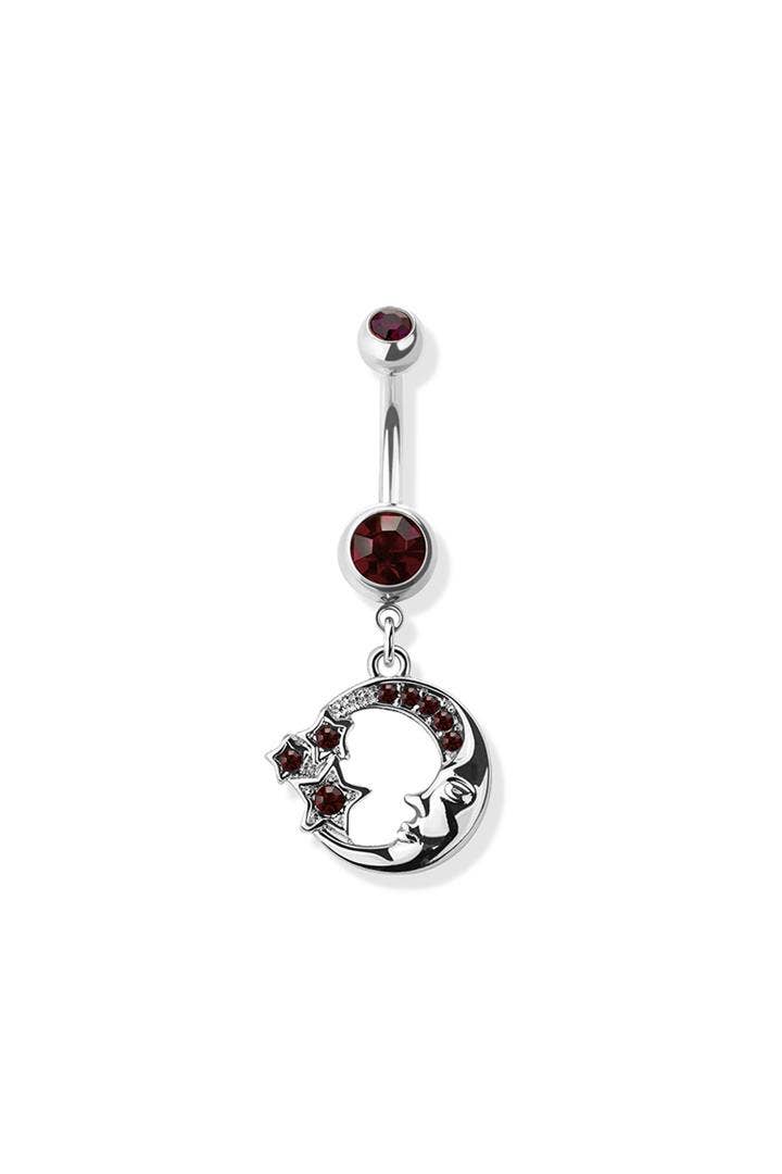 Purple Star & Crescent Moon Dangle Belly Button Ring β 14G