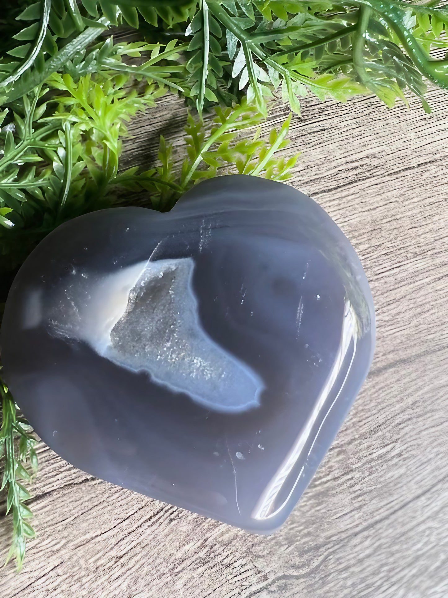 Natural Healing Crystal Druzy Agate Polished Heart Stone- 2"-2.25"