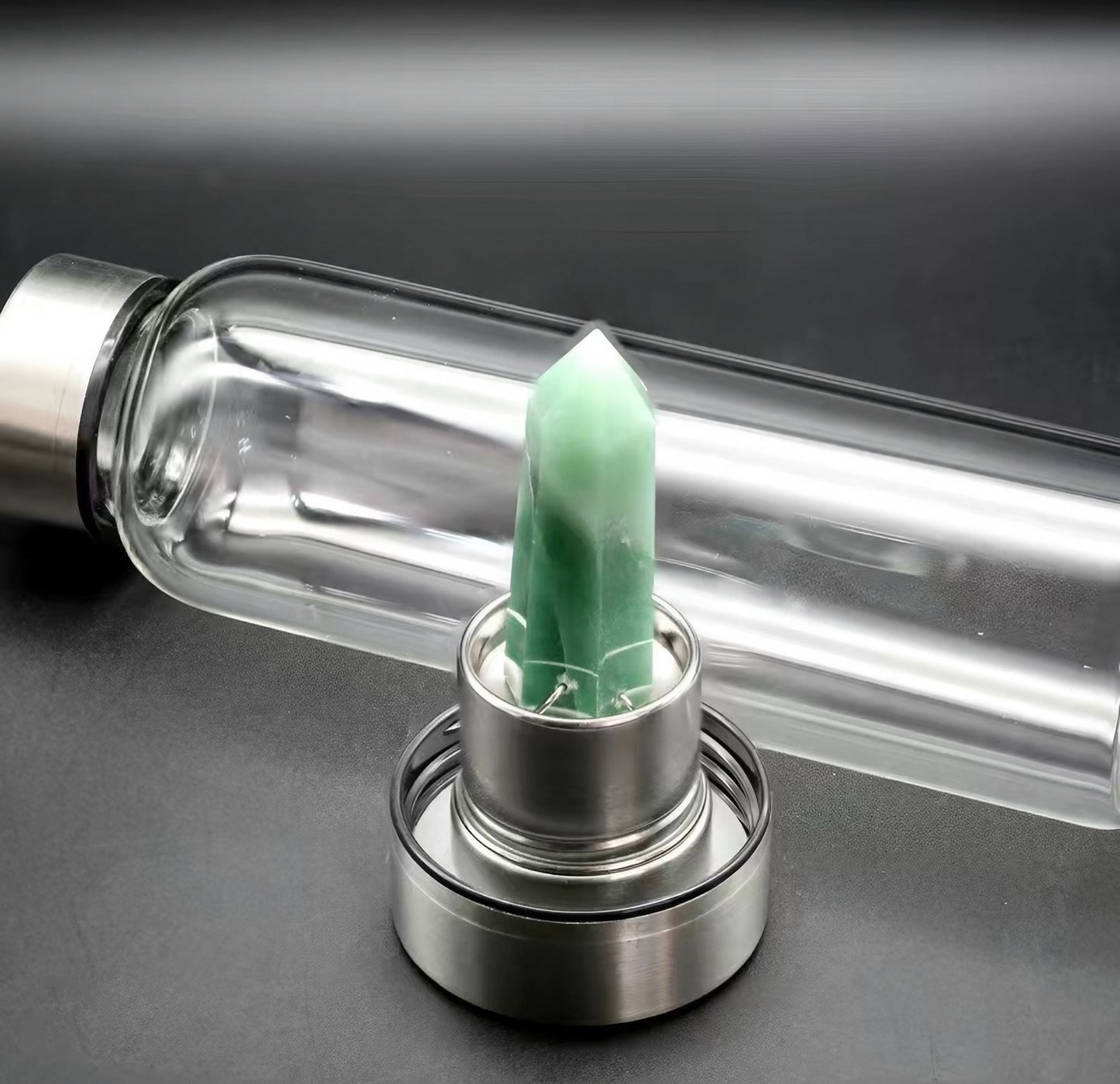Natural Crystal Tower Glass/Stainless Steel Water Bottles