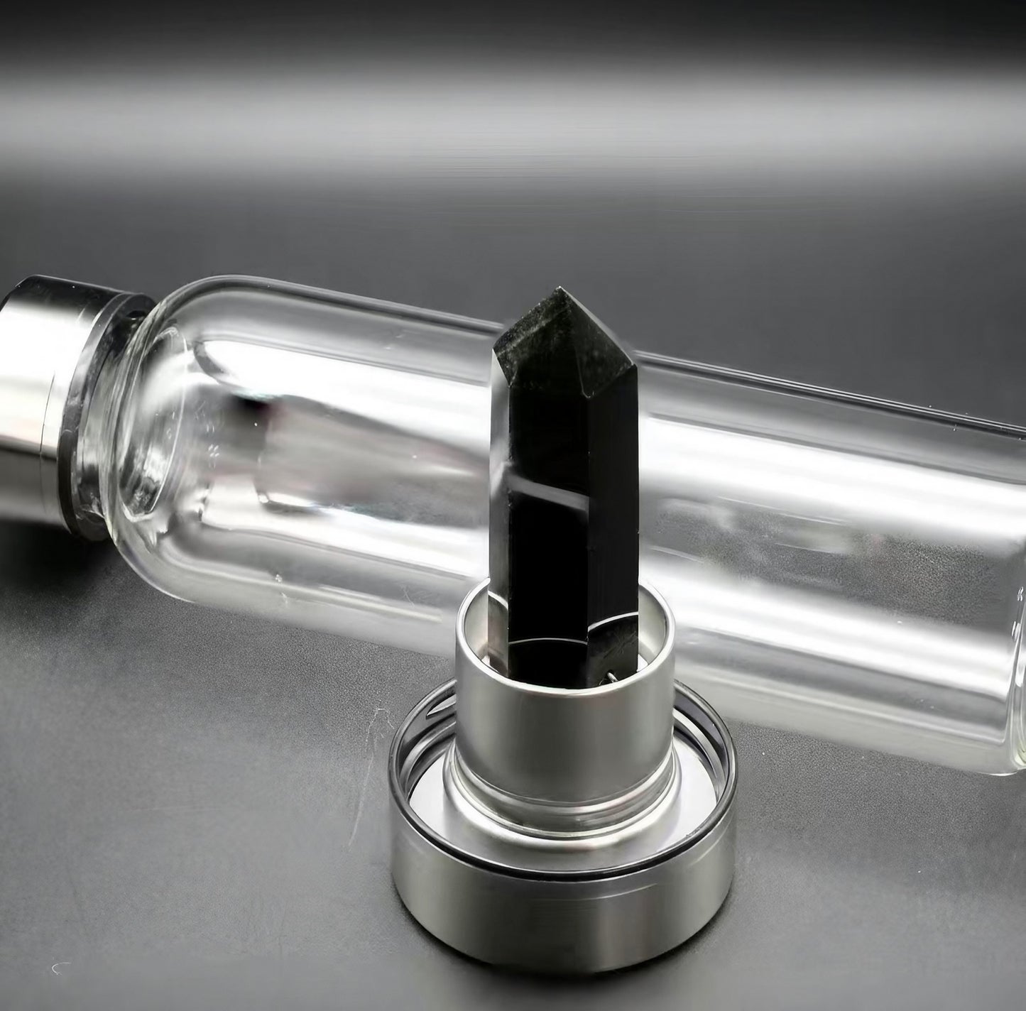 Natural Crystal Tower Glass/Stainless Steel Water Bottles