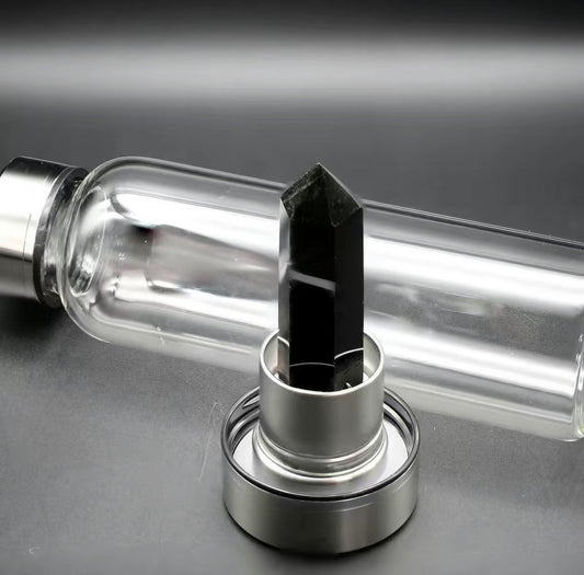 Natural Crystal Tower Glass/Stainless Steel Water Bottles