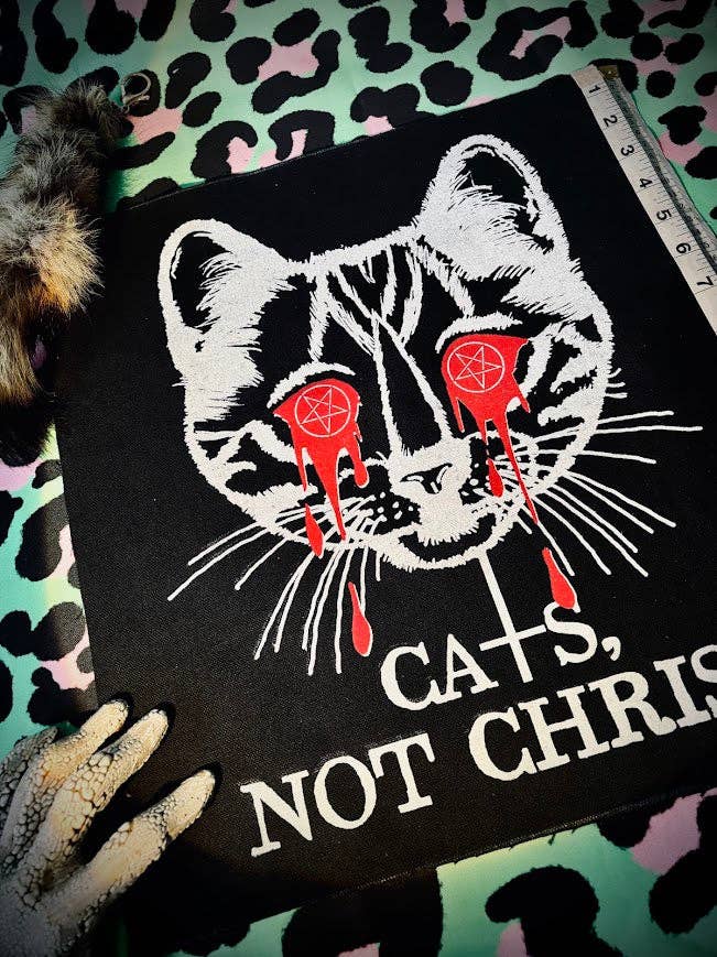 Cats, not Christ large back patch.