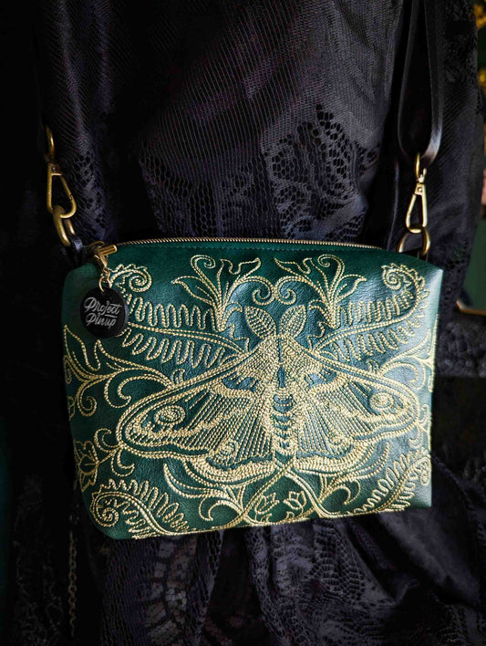 Forest Green Forest Moth Small Crossbody Bag