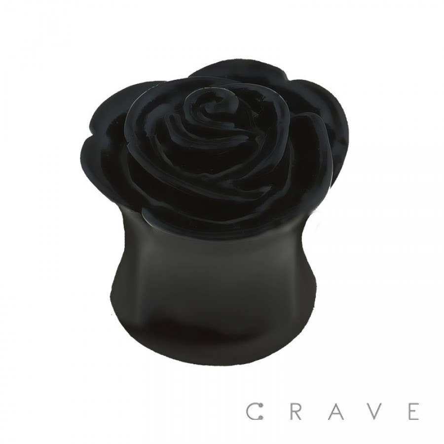 SOLID ACRYLIC CARVED ROSE SADDLE PLUG