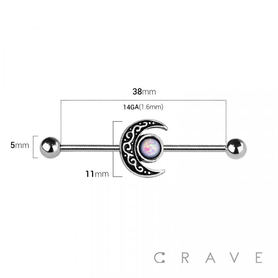 FILIGREE GLITTER OPAL MOON 316L SURGICAL STEEL INDUSTRIAL BA