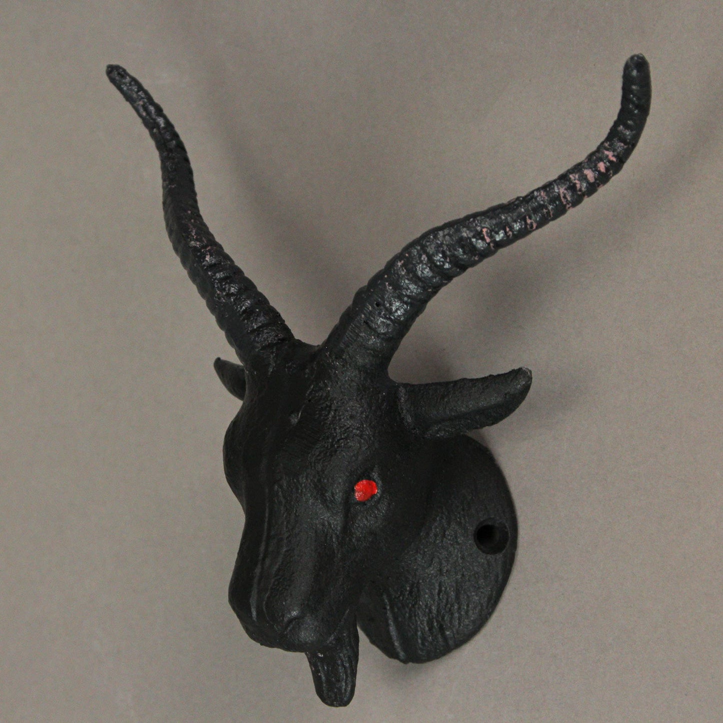 Set of 2 Black Cast Iron Baphomet Decorative Wall Hook Decor