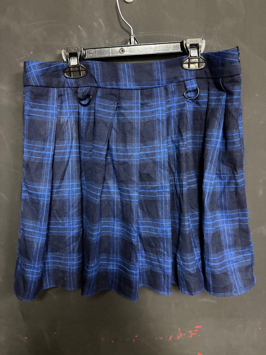 Chou Yatou Blue & Black Plaid Skirt - Med
