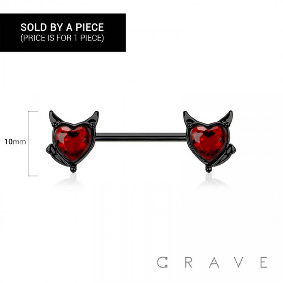 DEVIL HEART 316L SURGICAL STEEL NIPPLE BAR