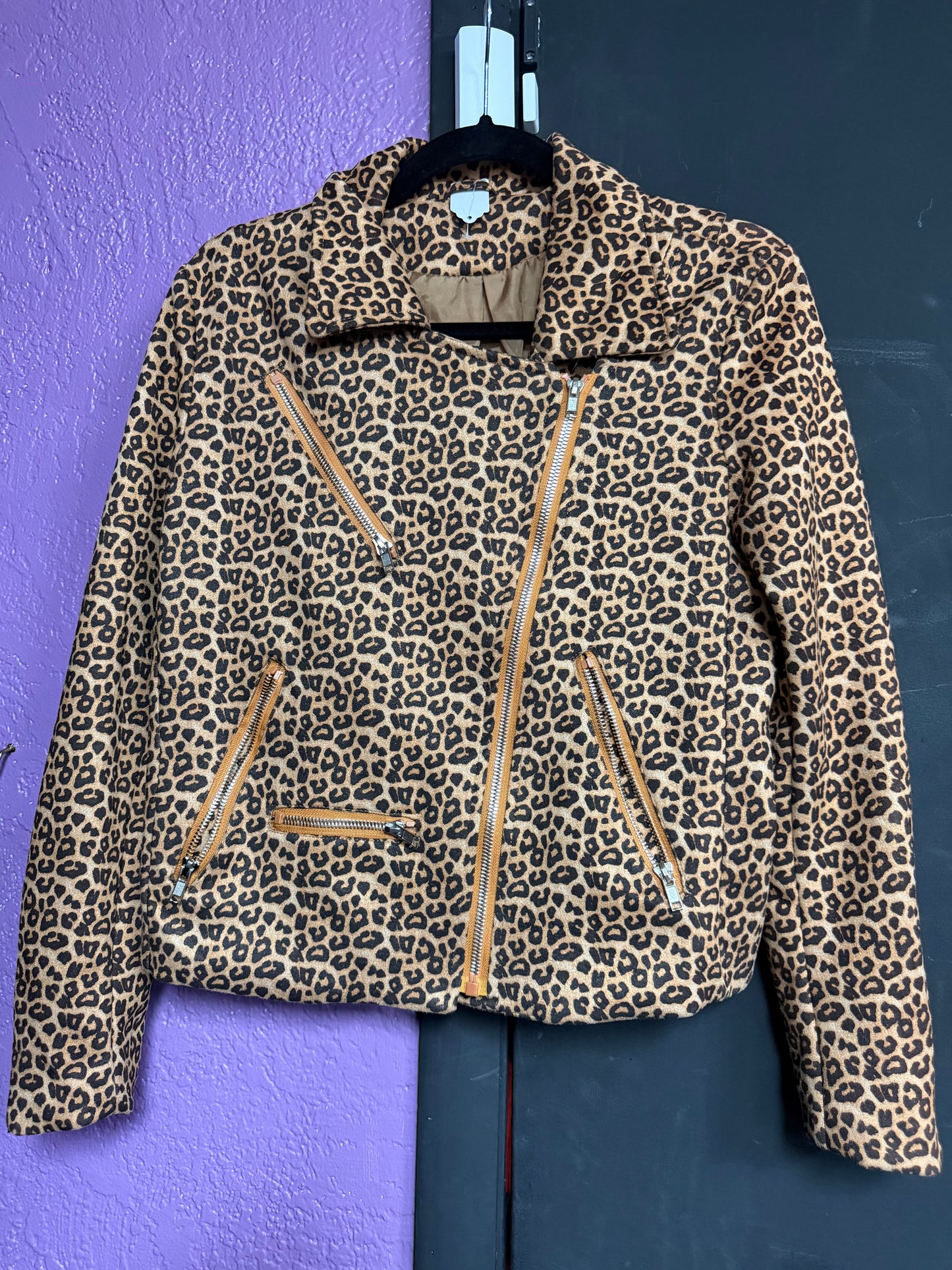 Leopard Moto Jacket- Small