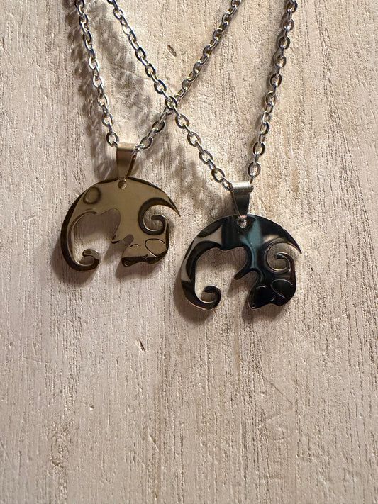 Best Friend/Couple Necklace Set — Silver and Gold Dogs
