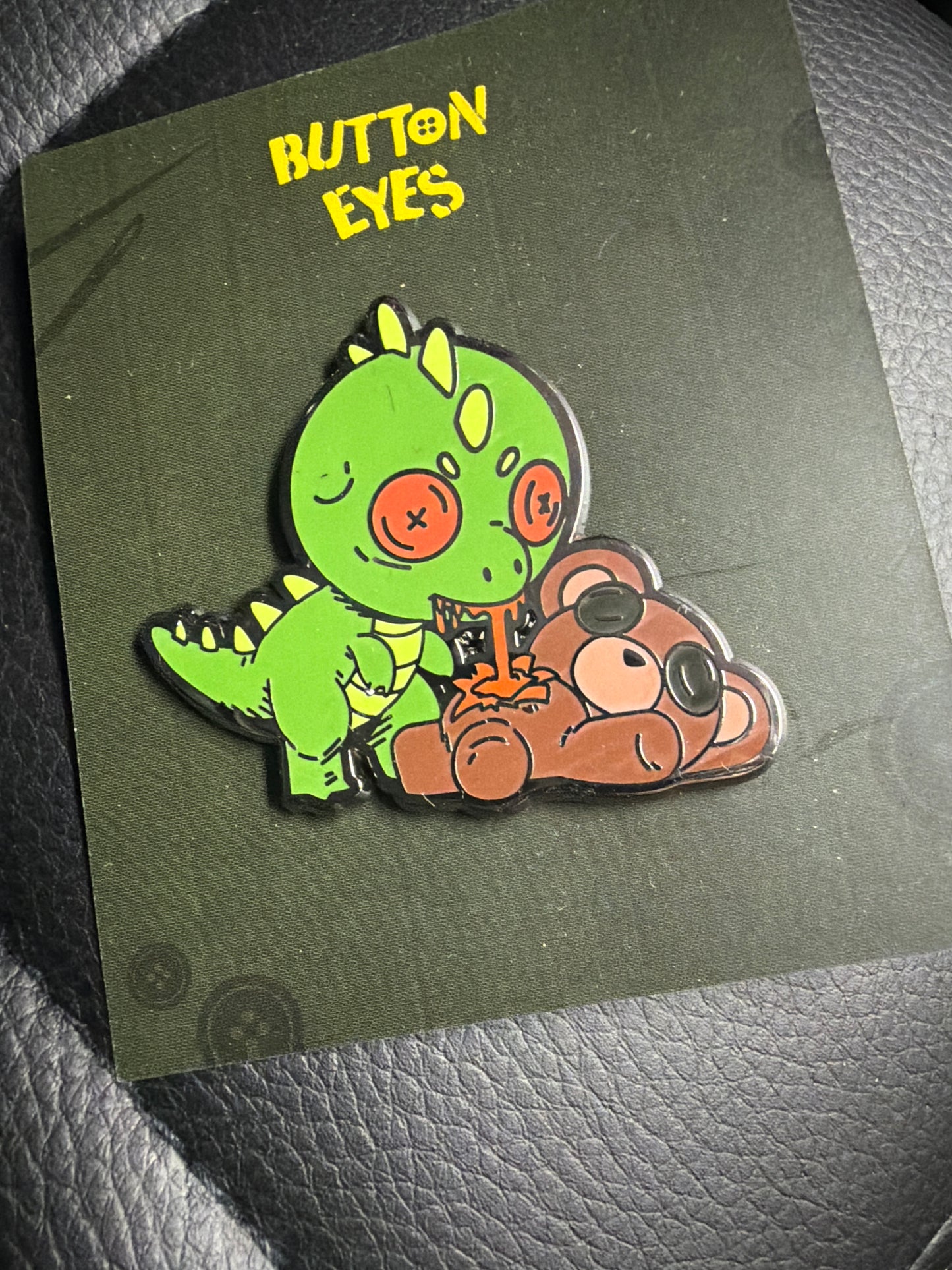 Button Eyes Dragon Pin