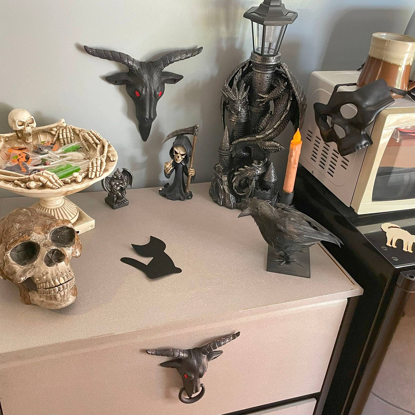 Black Enamel Cast Iron Baphomet Decorative Door Knocker