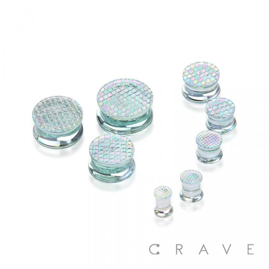 DRAGON SCALE AURORA EFFECT GLASS DOUBLE FLARE PLUG
