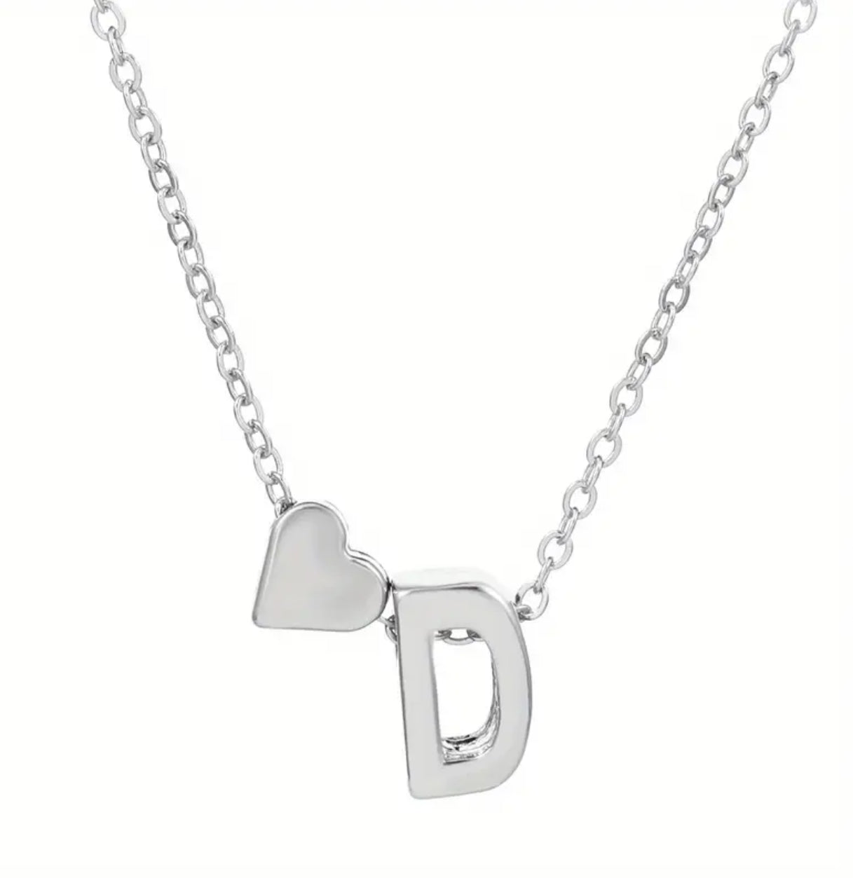 Silver Initial / Heart Necklace
