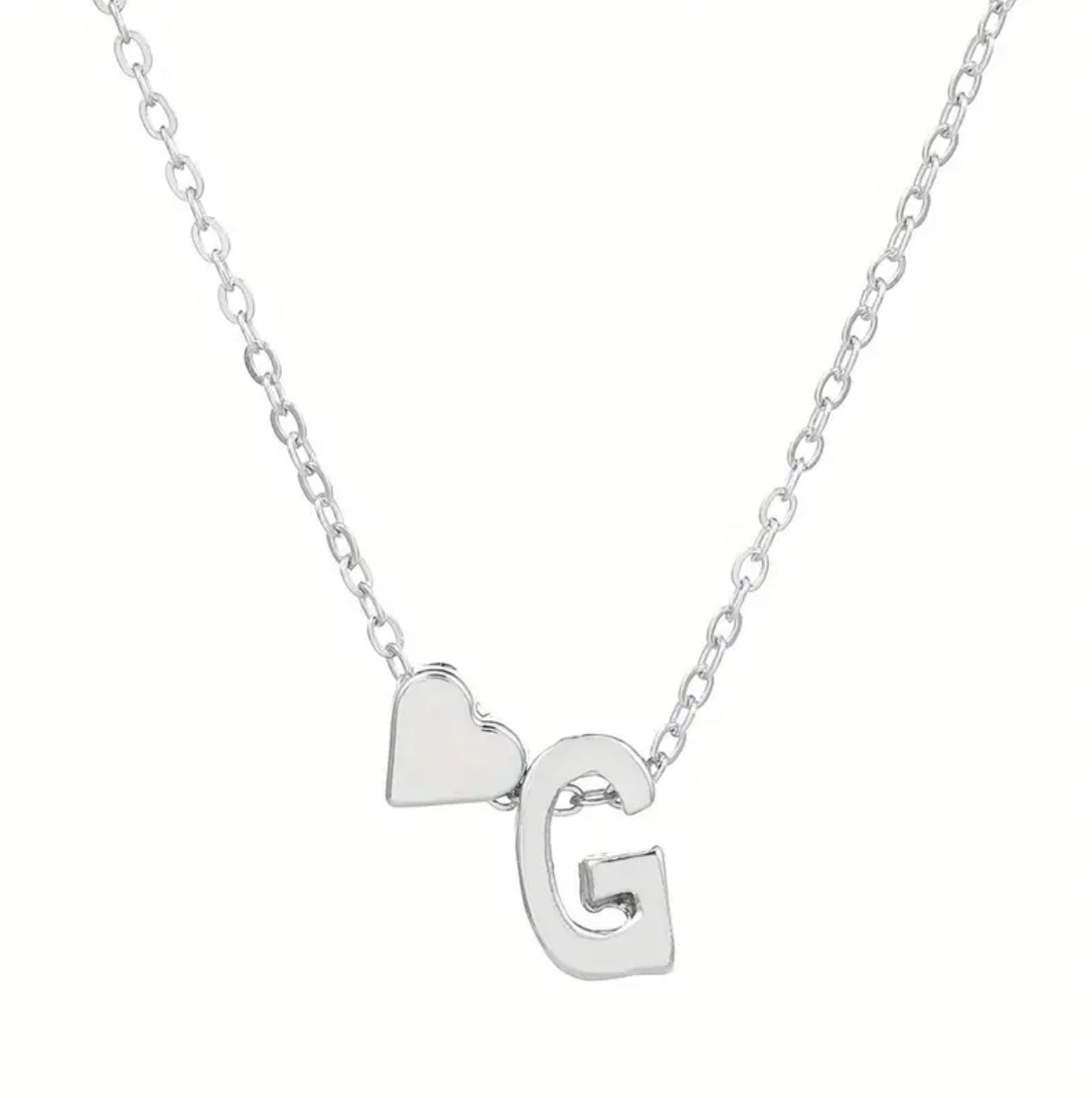 Silver Initial / Heart Necklace