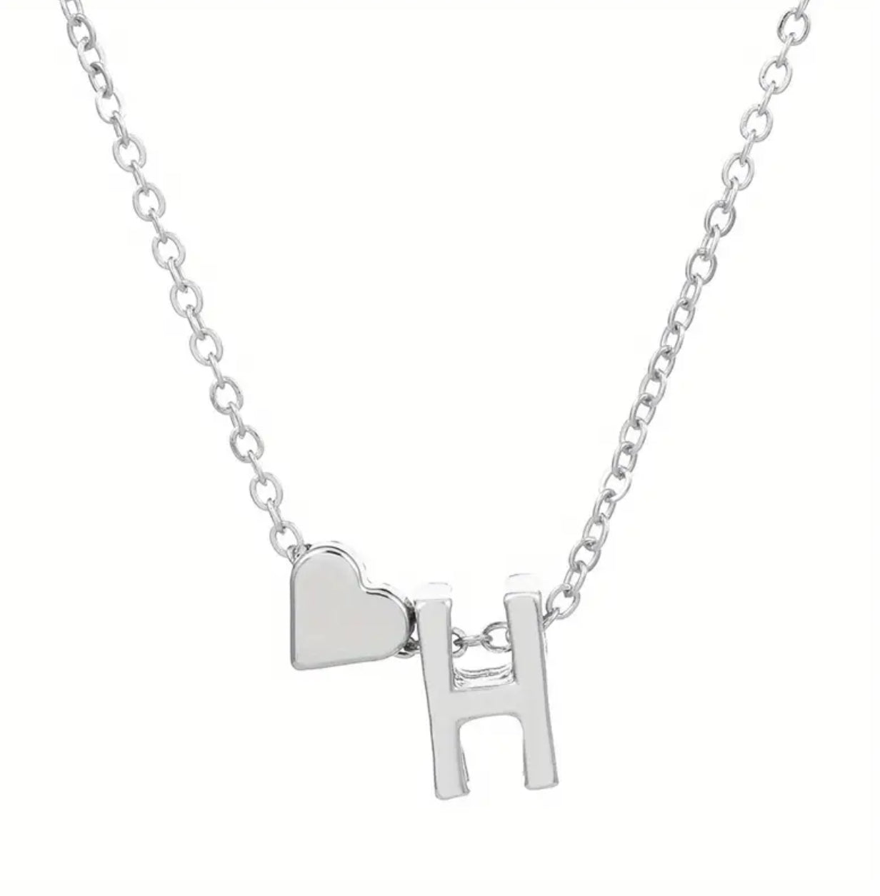Silver Initial / Heart Necklace