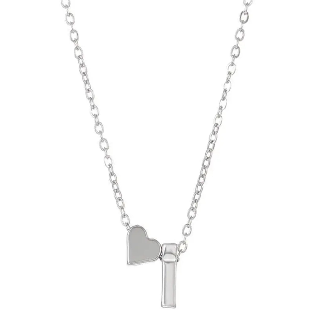 Silver Initial / Heart Necklace