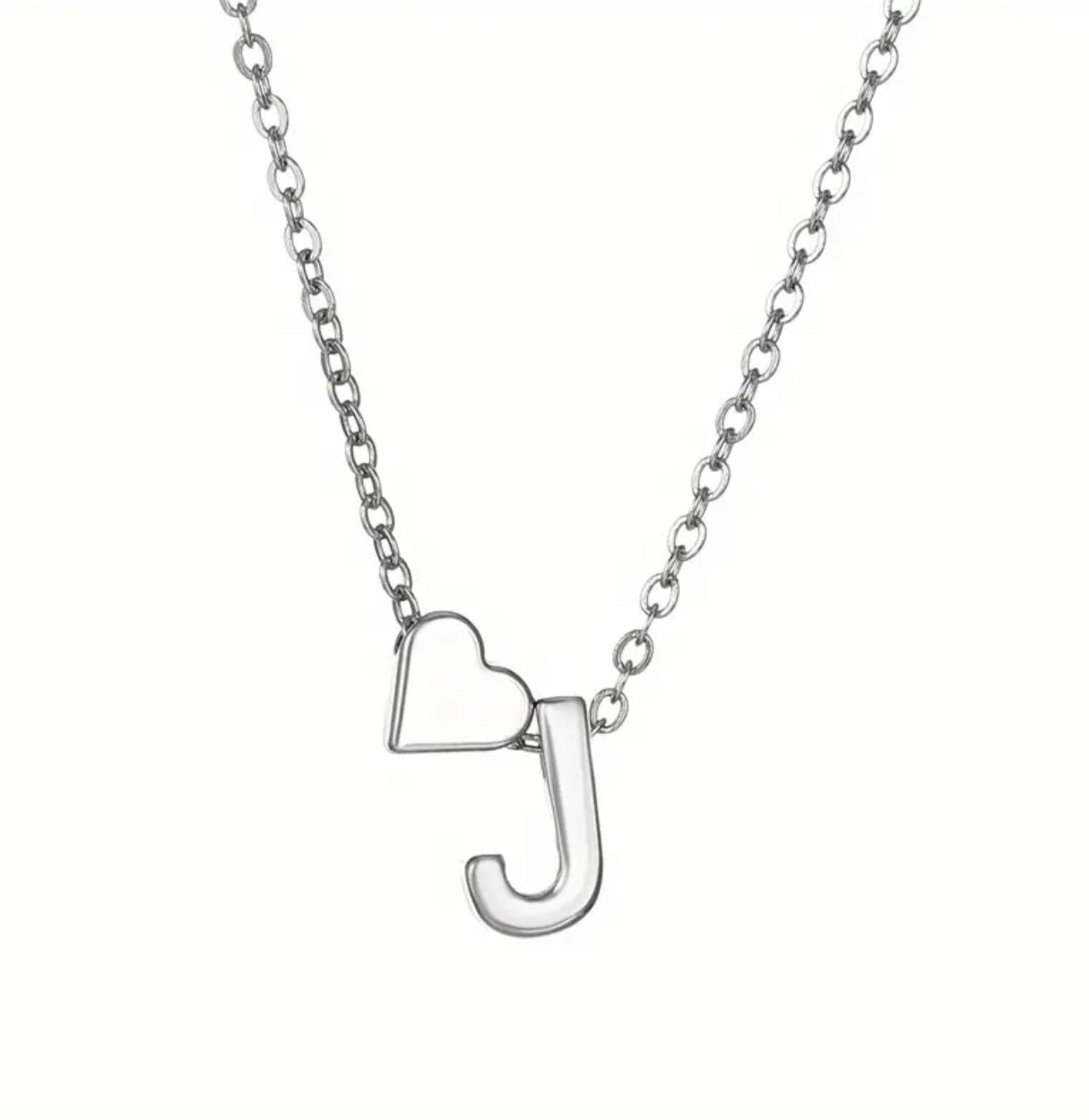 Silver Initial / Heart Necklace