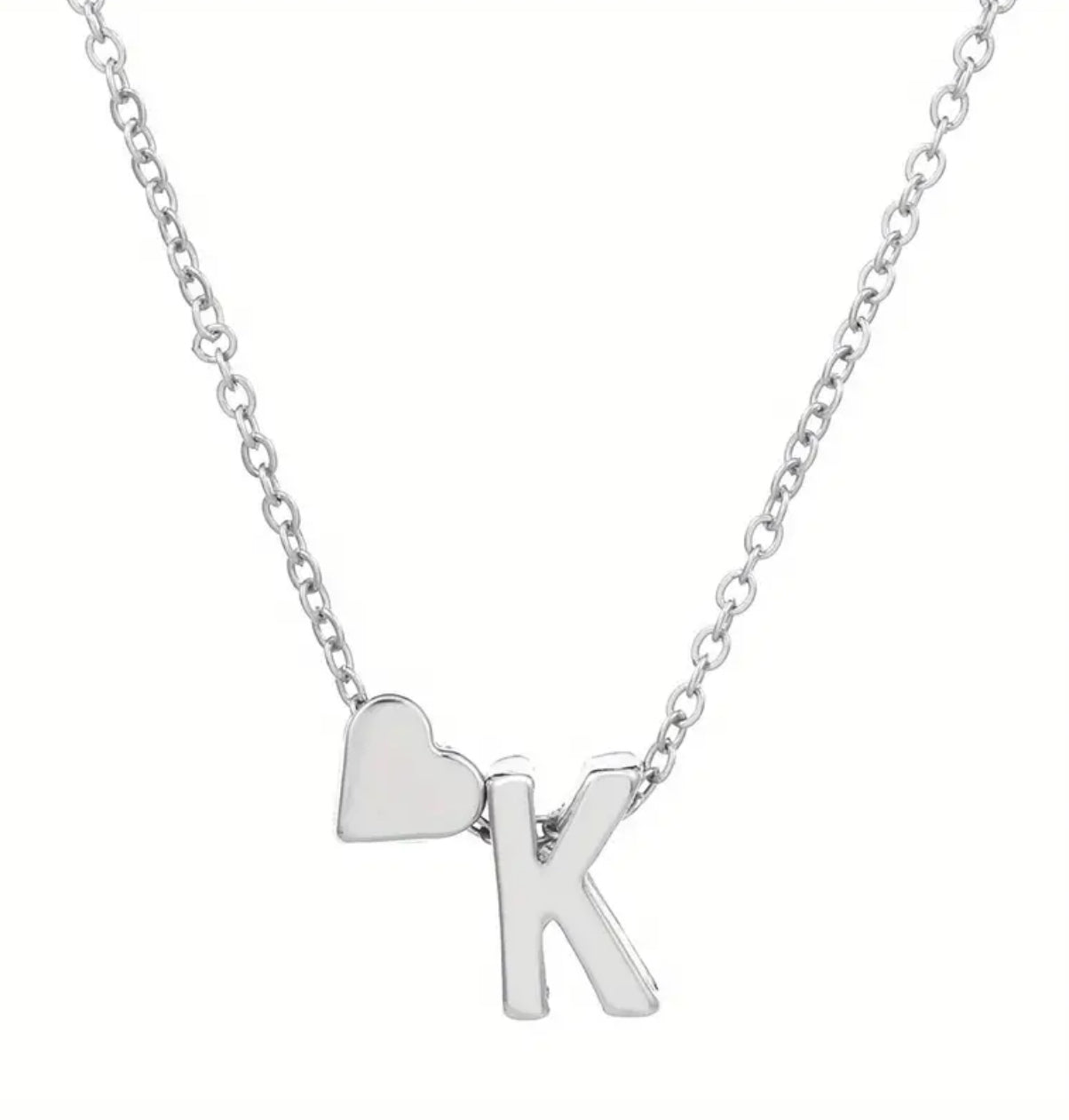 Silver Initial / Heart Necklace