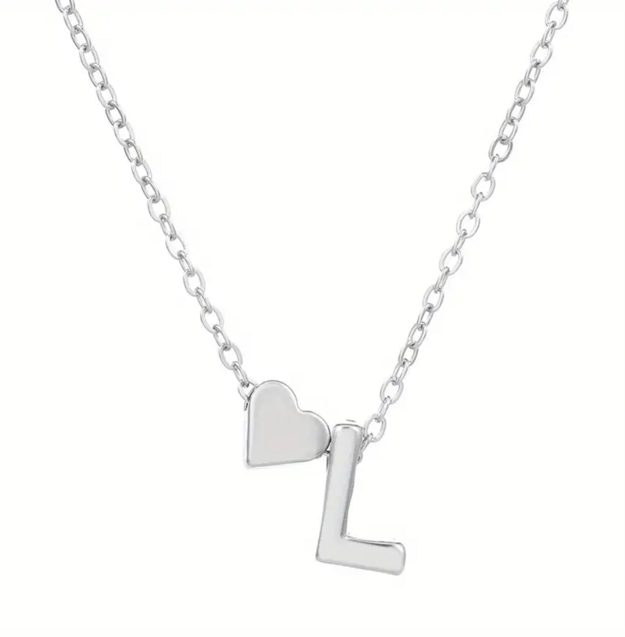 Silver Initial / Heart Necklace