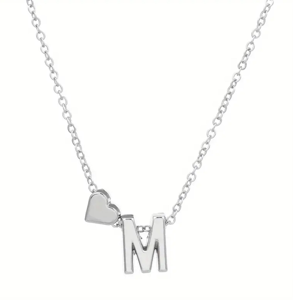 Silver Initial / Heart Necklace