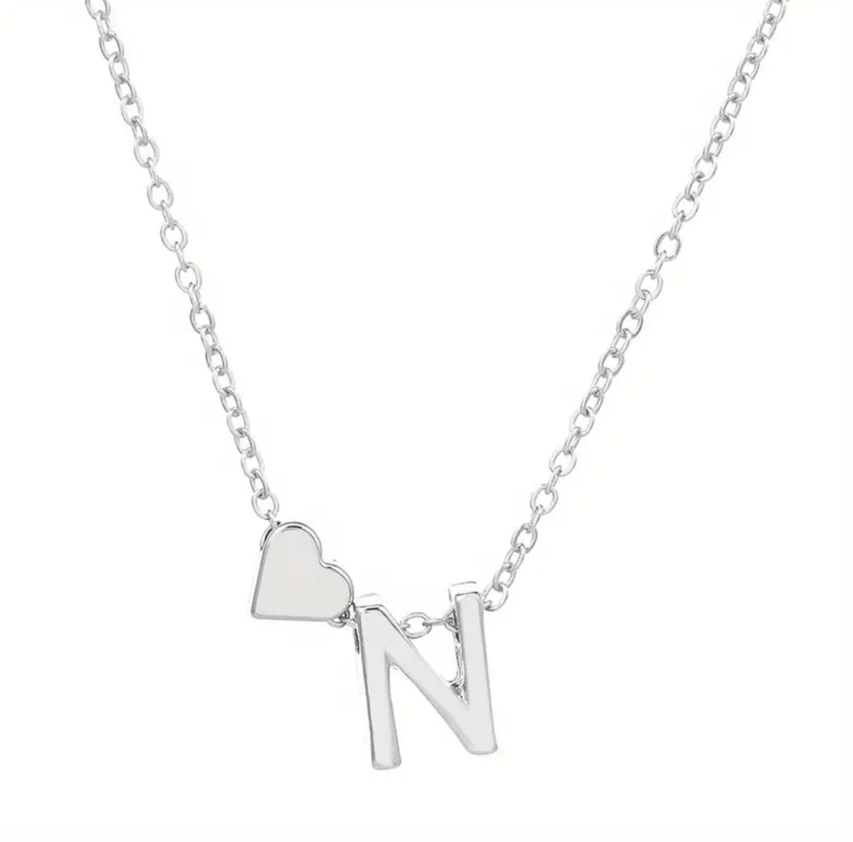 Silver Initial / Heart Necklace