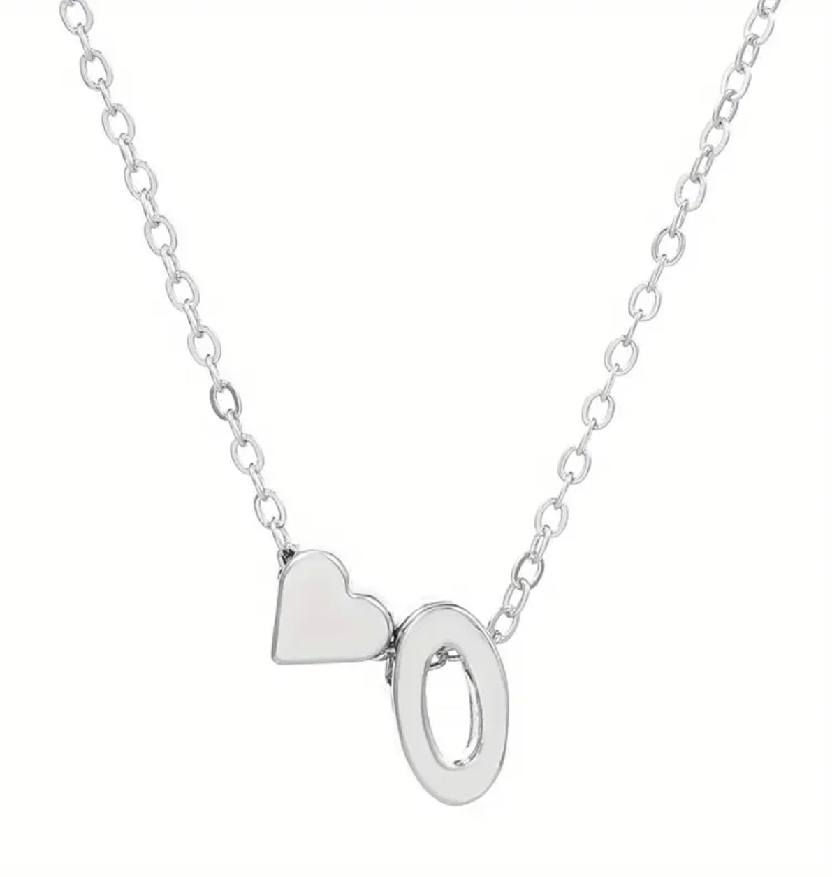 Silver Initial / Heart Necklace