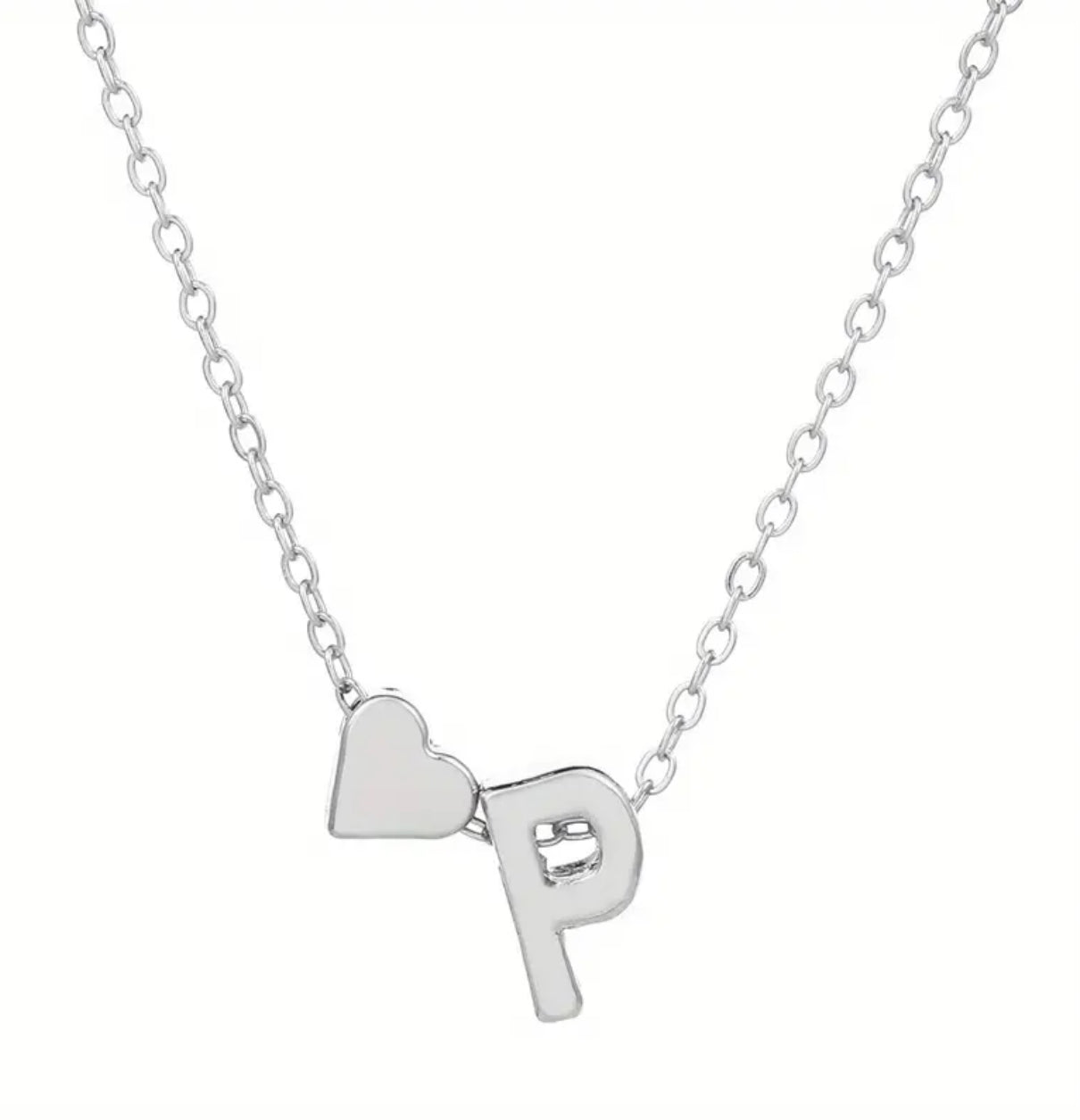 Silver Initial / Heart Necklace