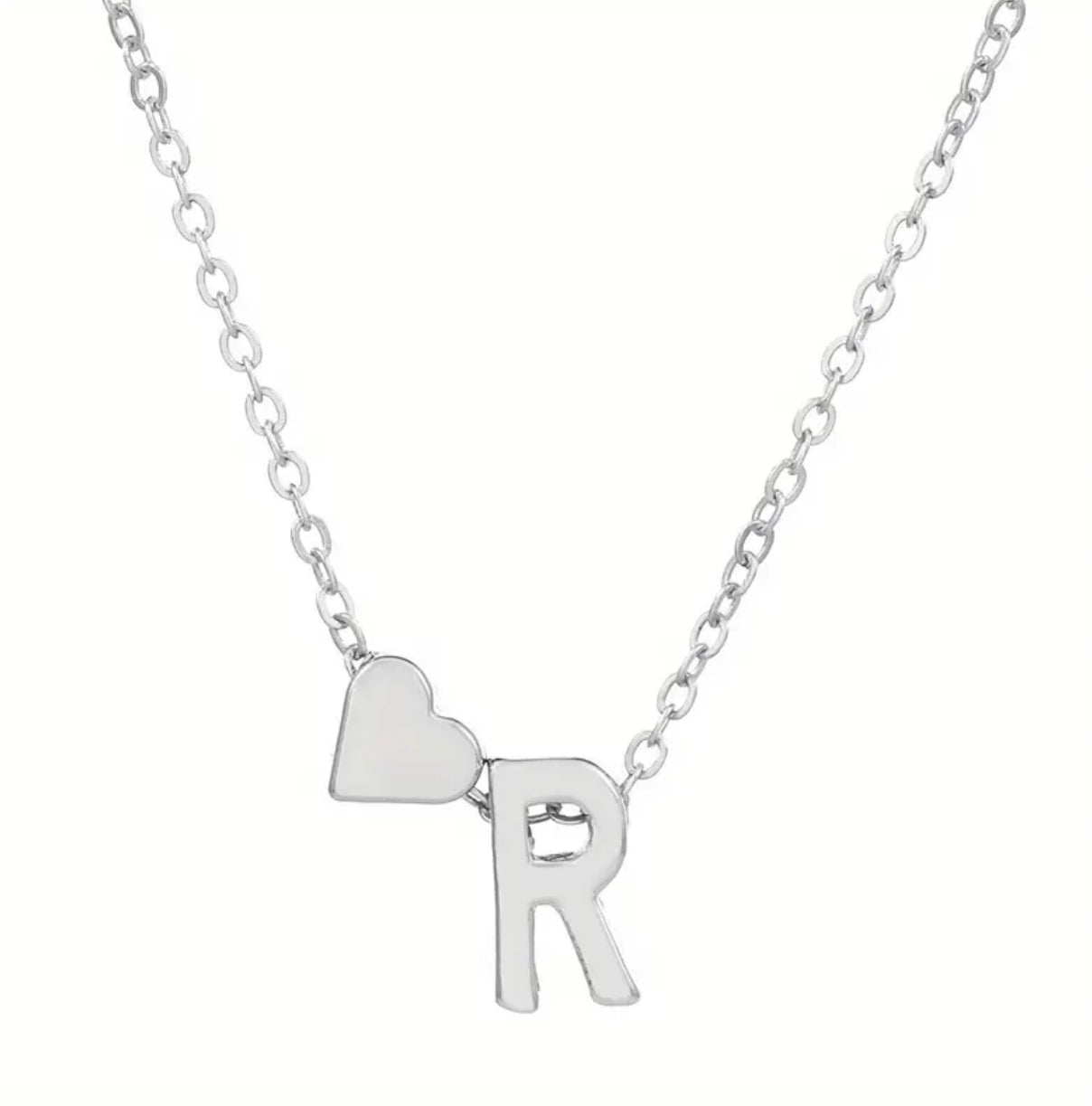 Silver Initial / Heart Necklace