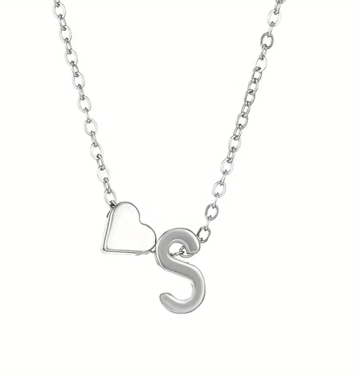 Silver Initial / Heart Necklace