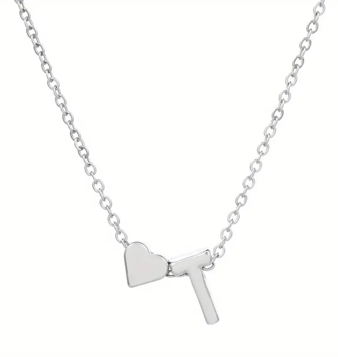 Silver Initial / Heart Necklace