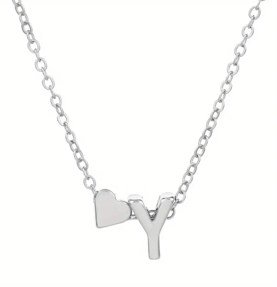 Silver Initial / Heart Necklace