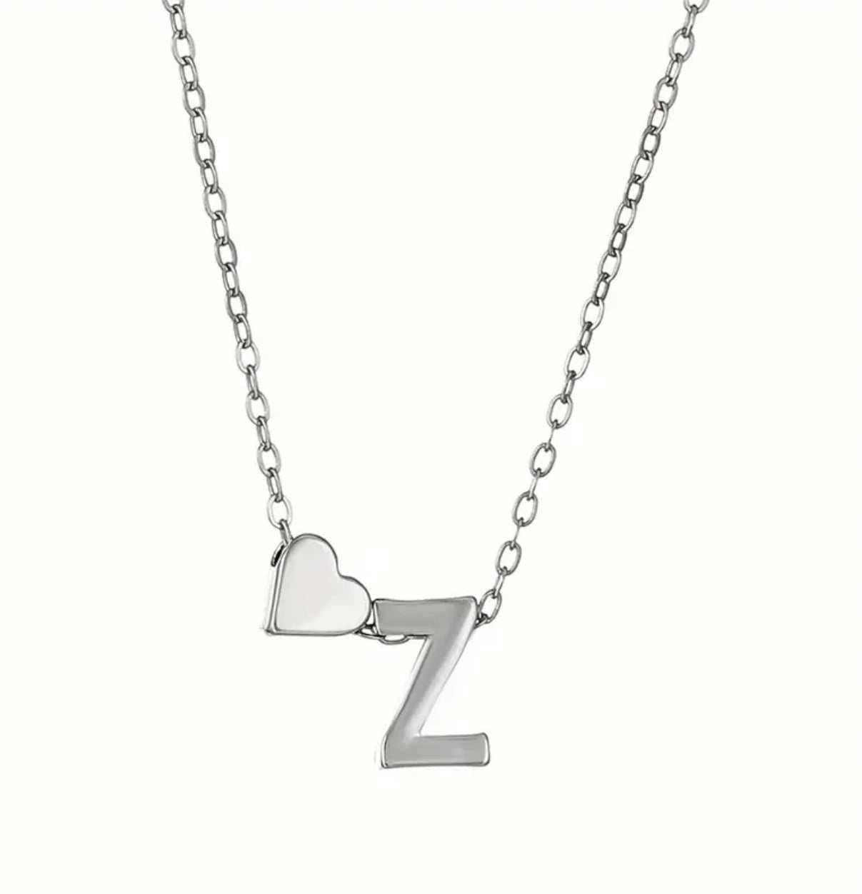Silver Initial / Heart Necklace