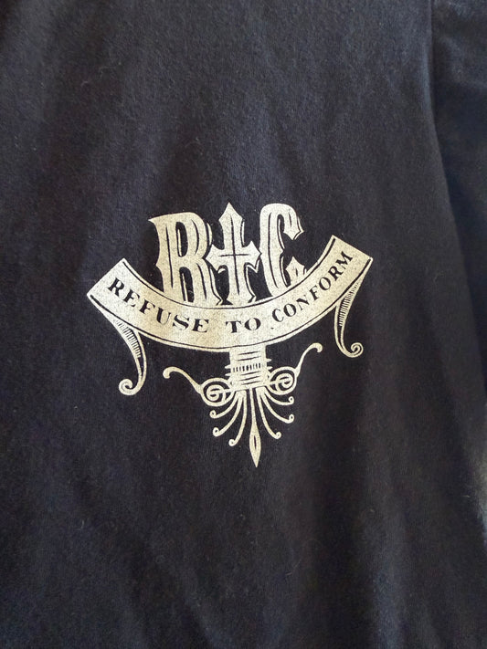 Refuse To Conform Black Tee- Size Small
