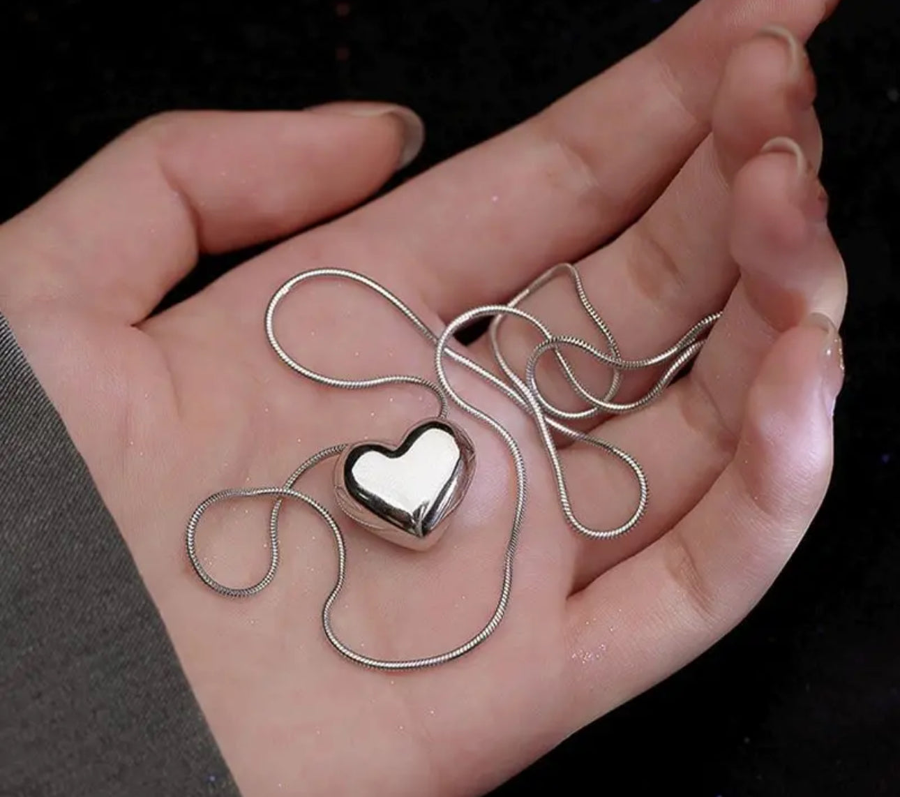 Simple Silver Bubble Heart Necklace