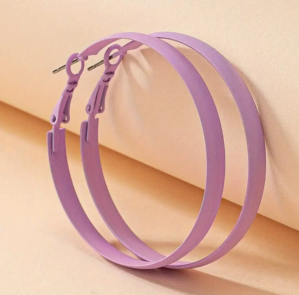 Simple Matte Hoop Earrings — 1.89"