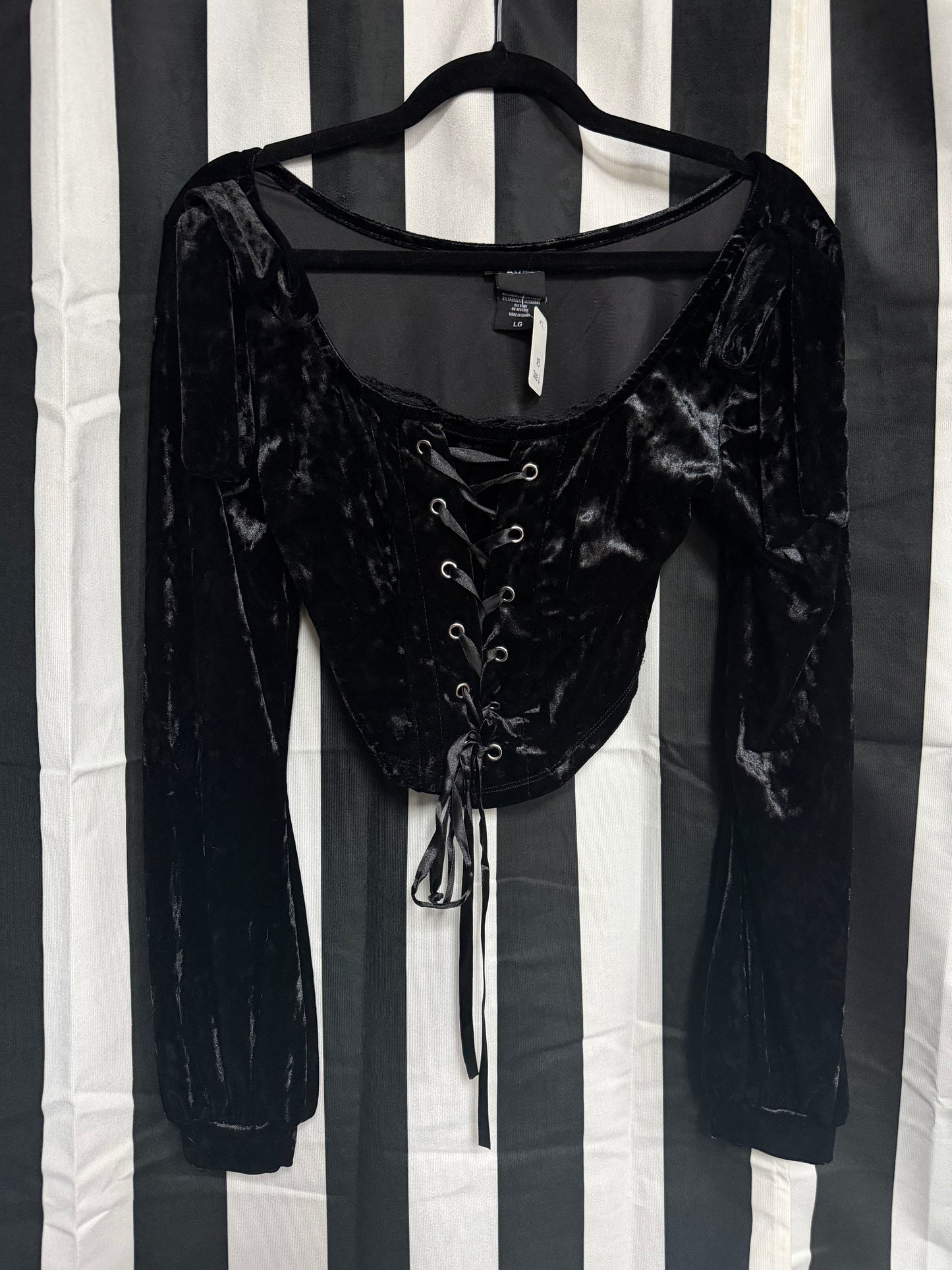 Cosmic Aura Black Velvet Witchy Top- Size Large (Sheila#5)