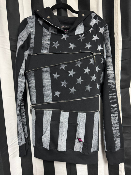 Like New- RARE Abbey Dawn Flag Long Line Hoodie