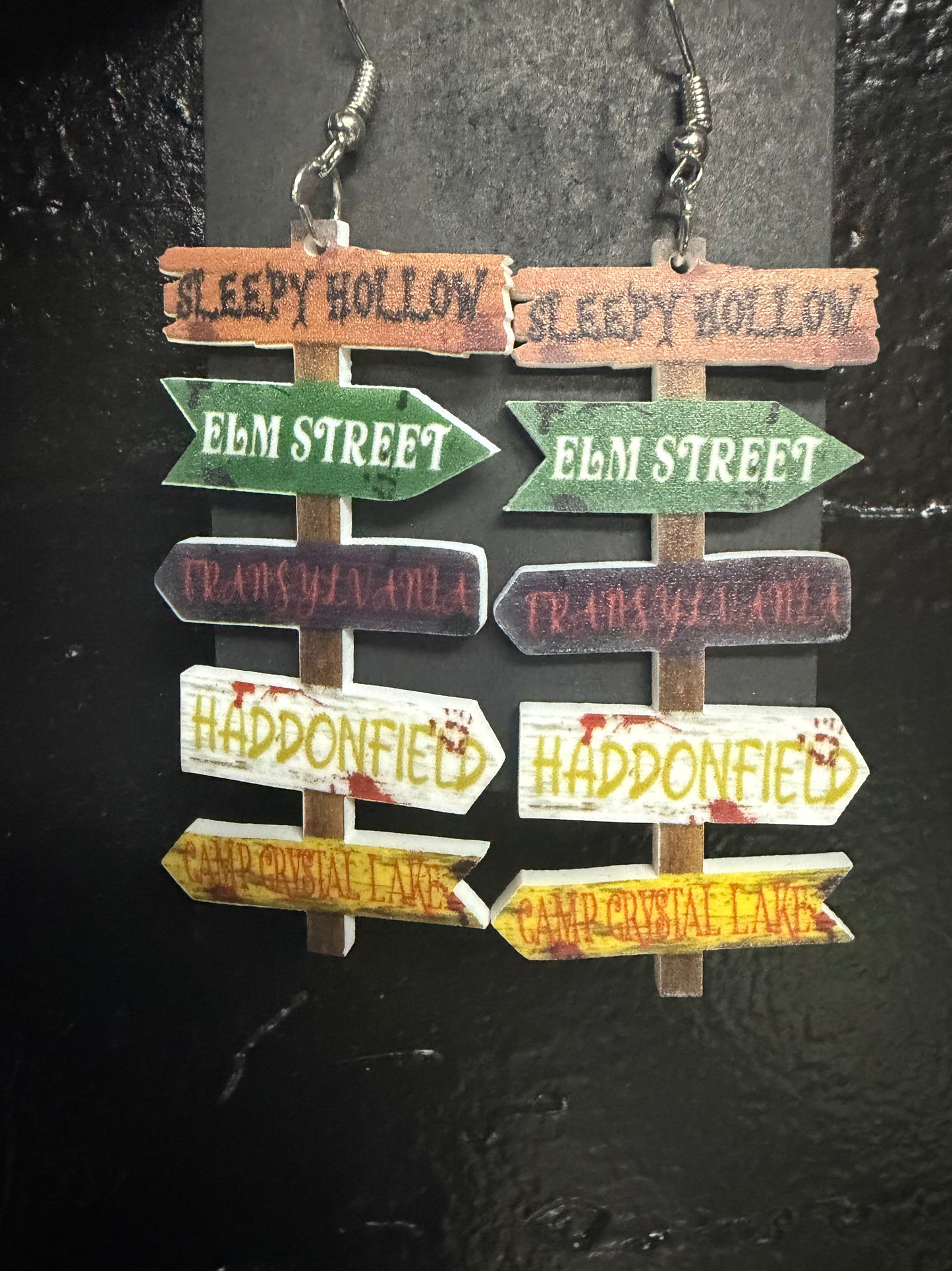 Halloween Direction Sign Earrings