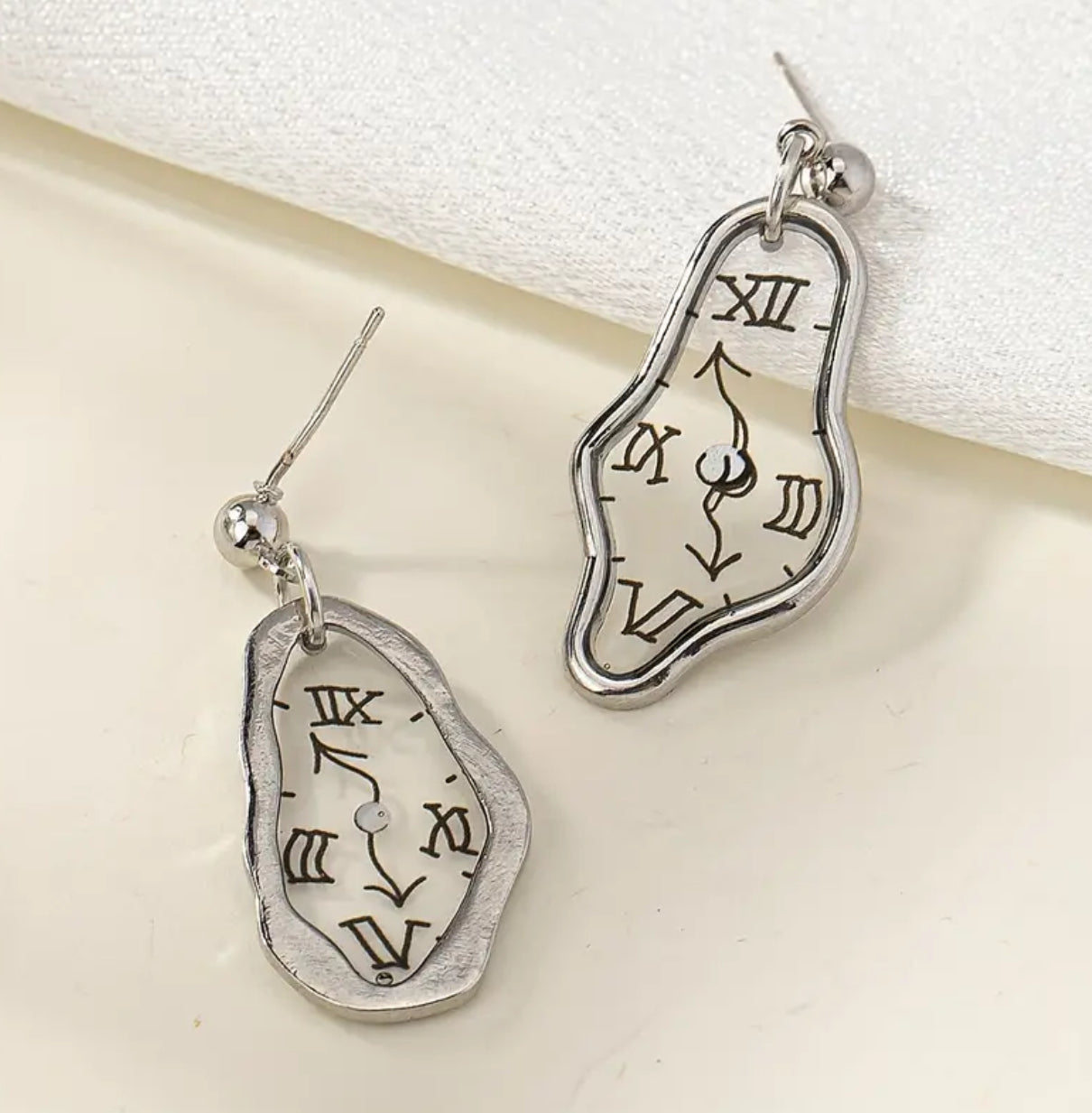 Strange and Unusual Melted Clock Earrings