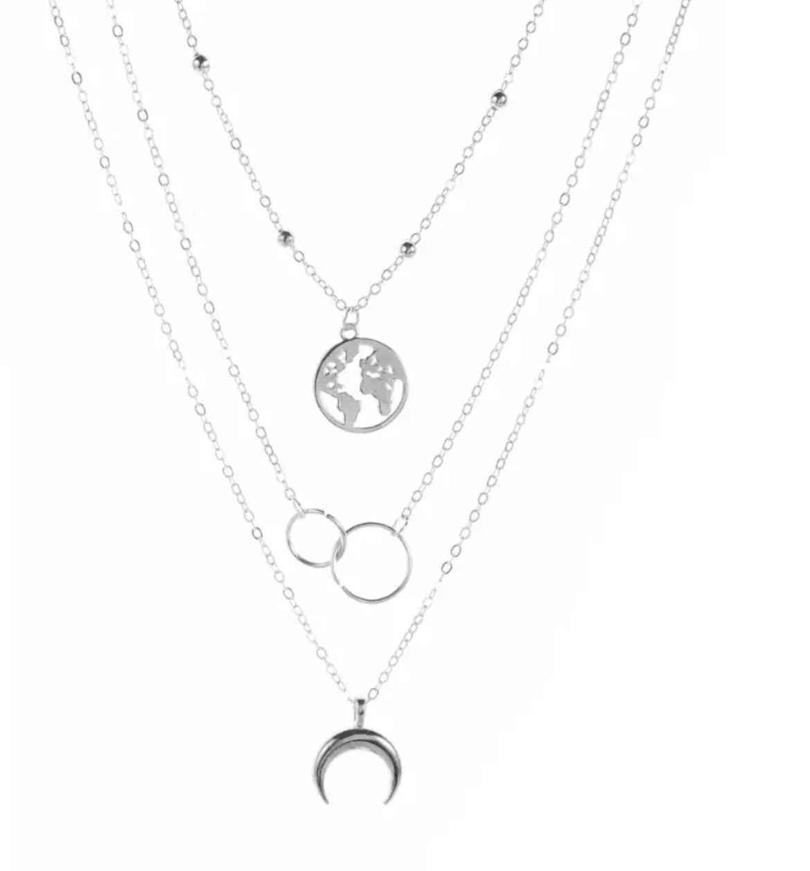 Witchy Layered Moon Map Necklace