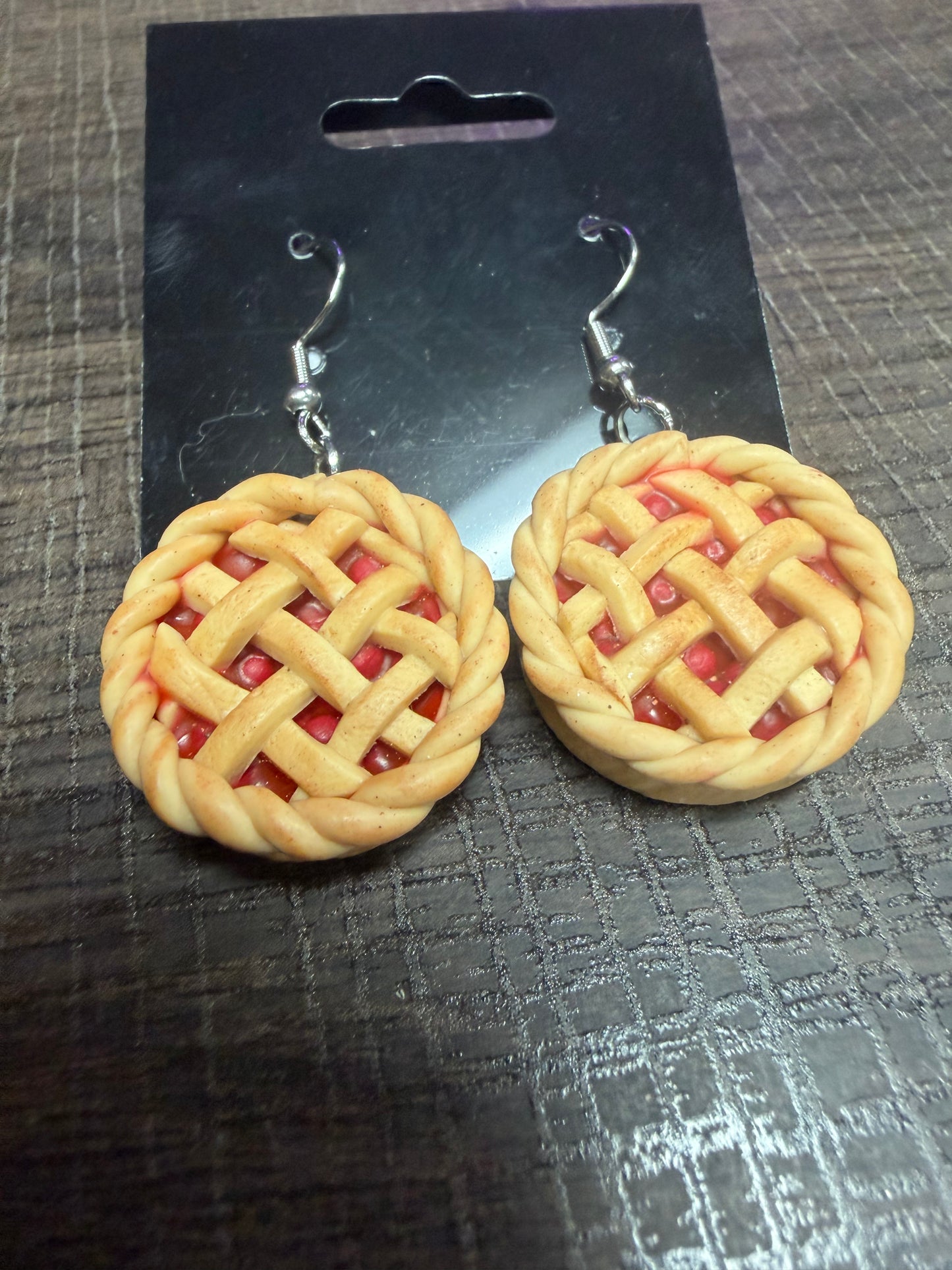 Handmade- Hand Sculpted, Hand-Painted Cherry Pie Clay Earrings- WTFCharms #10