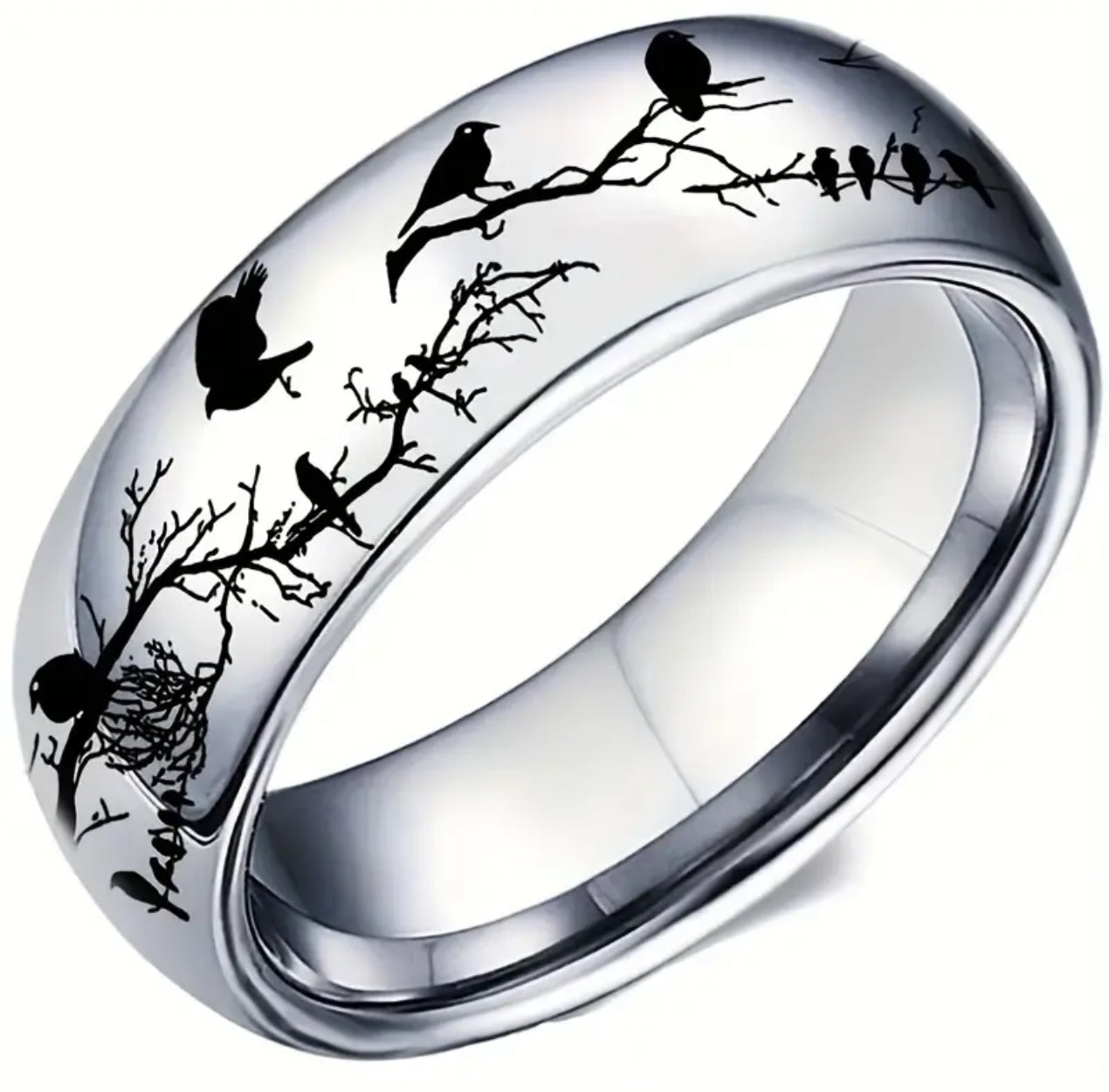 Silver Stainless Steel Bird Ring