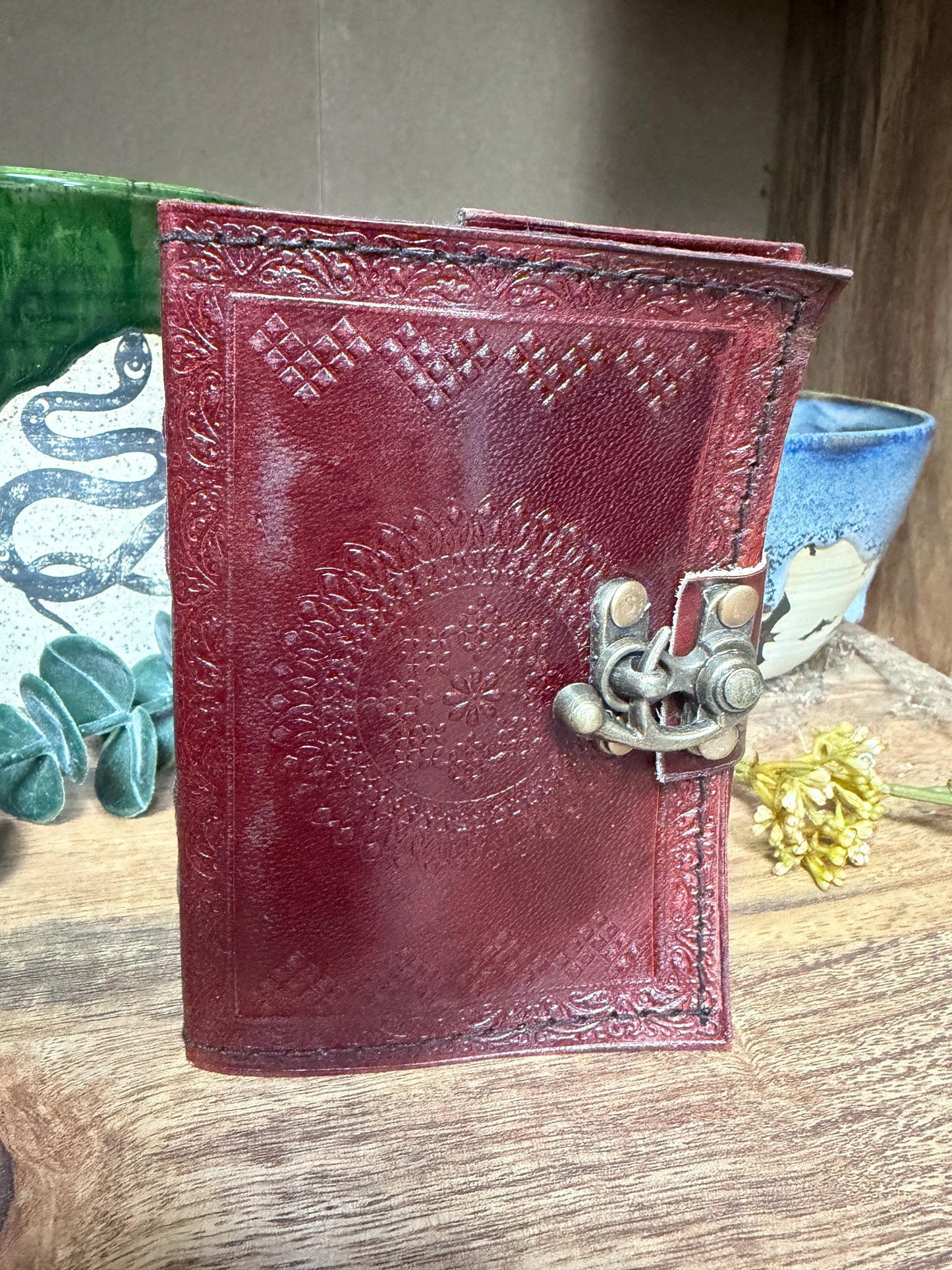 Oxblood Embossed Leather Travel Journal