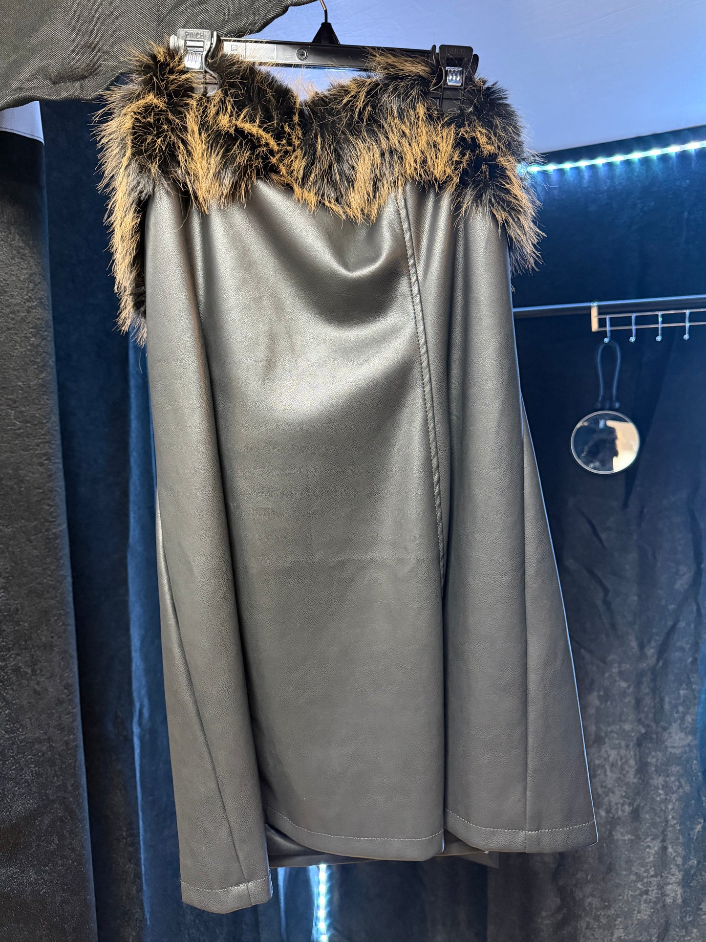 Black Strapless Dress W/Fur Trim- Size XXL