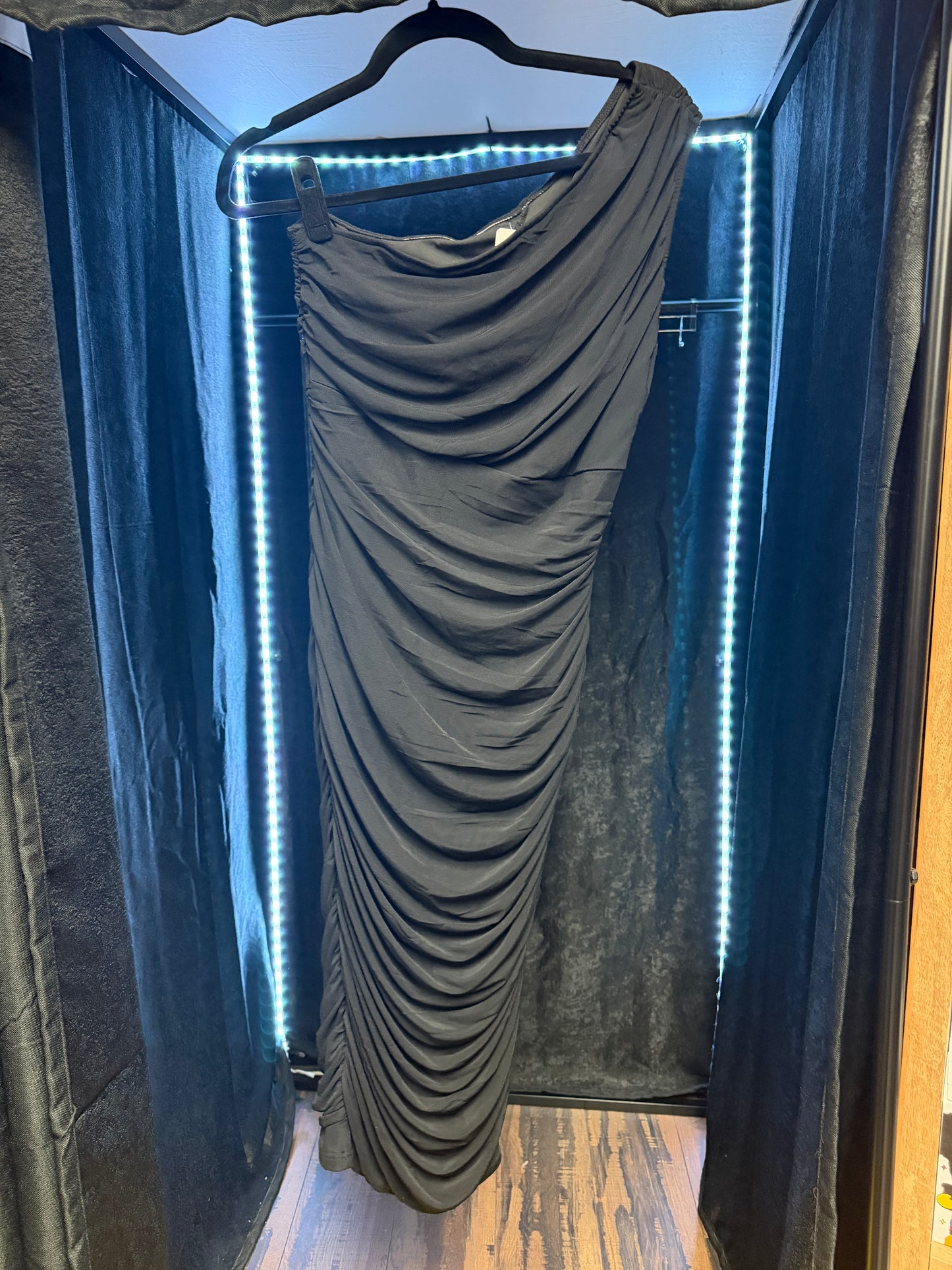 One Shoulder Black Dress- Size Large